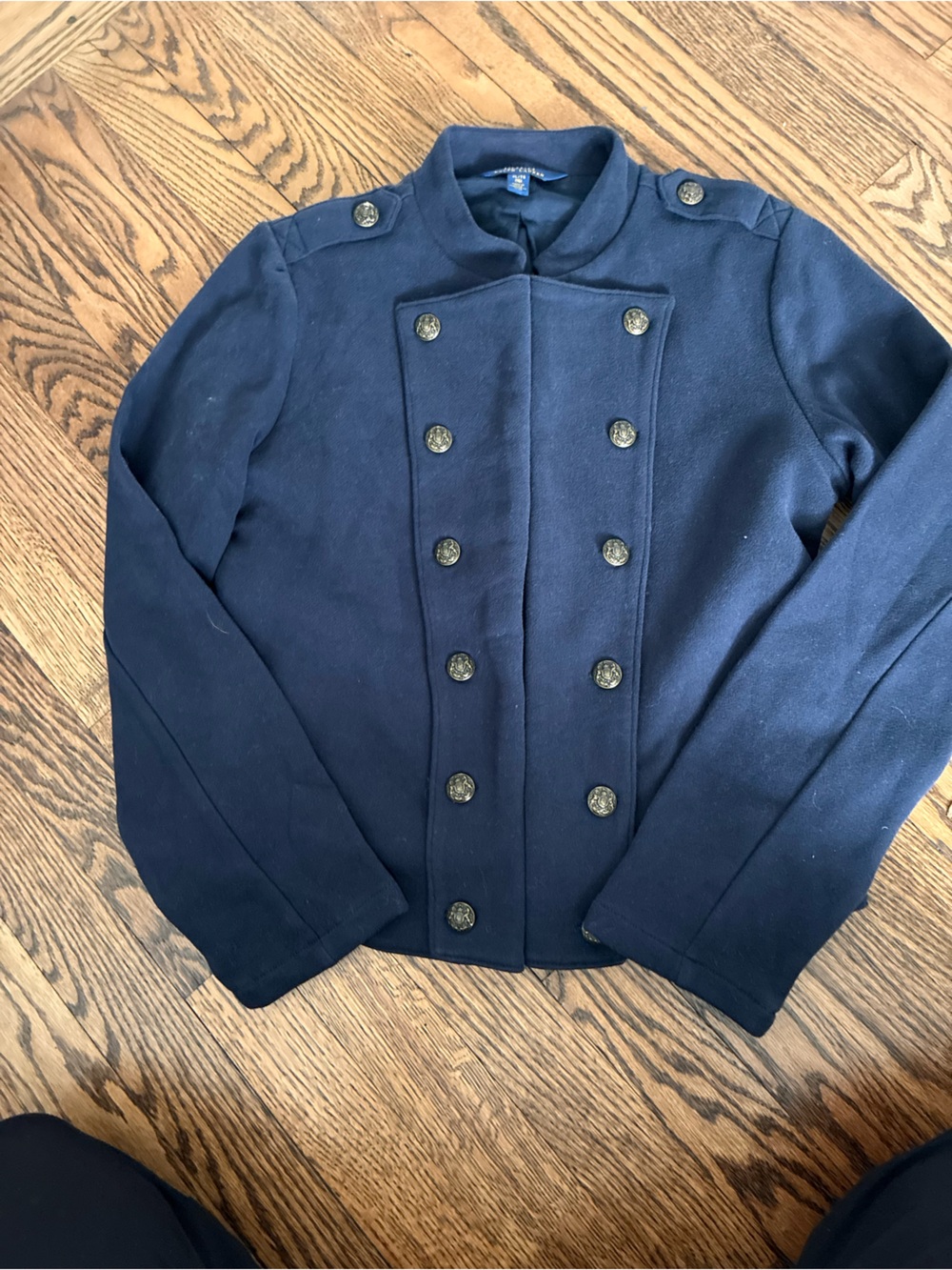 POLO RALPH LAUREN Classic French Terry Military Style Jacket Navy Blue Girls M